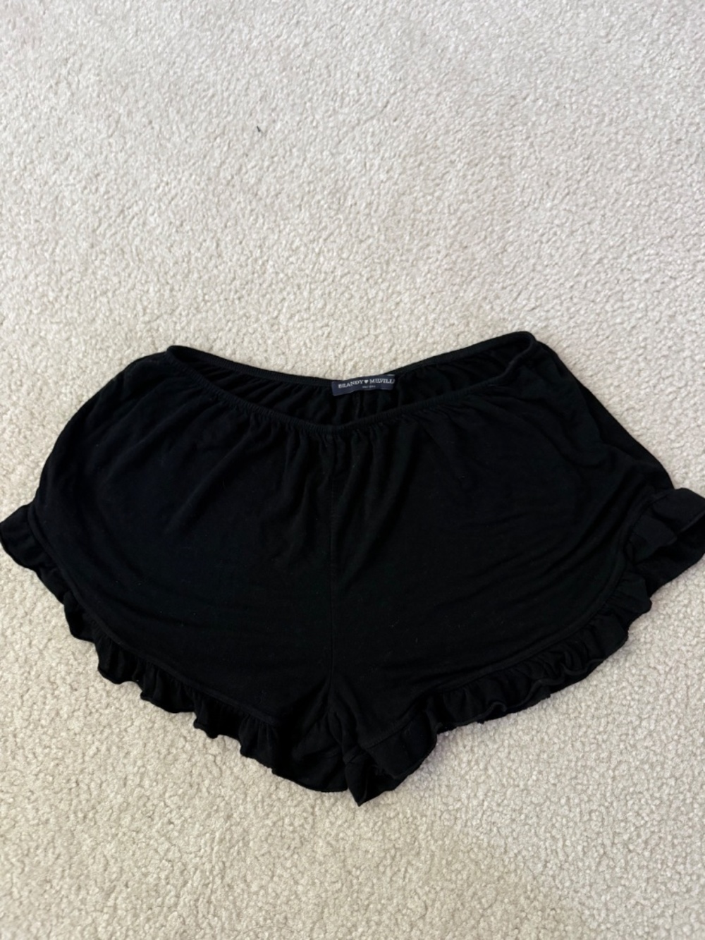 Brandy Melville Black Ruffle Hem Pajama Lounge Shorts - Picture 2 of 4
